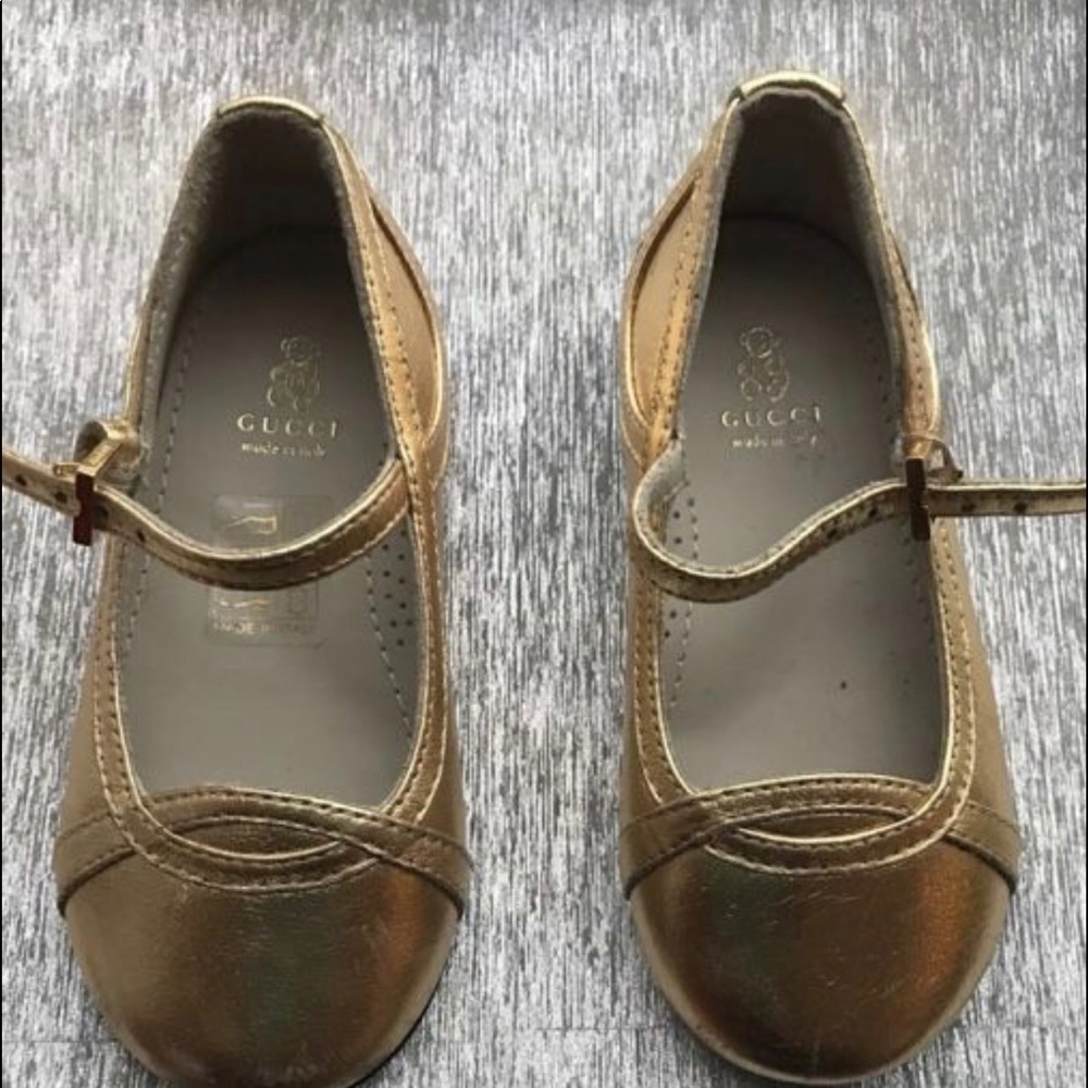 Gold Gucci Mary Janes